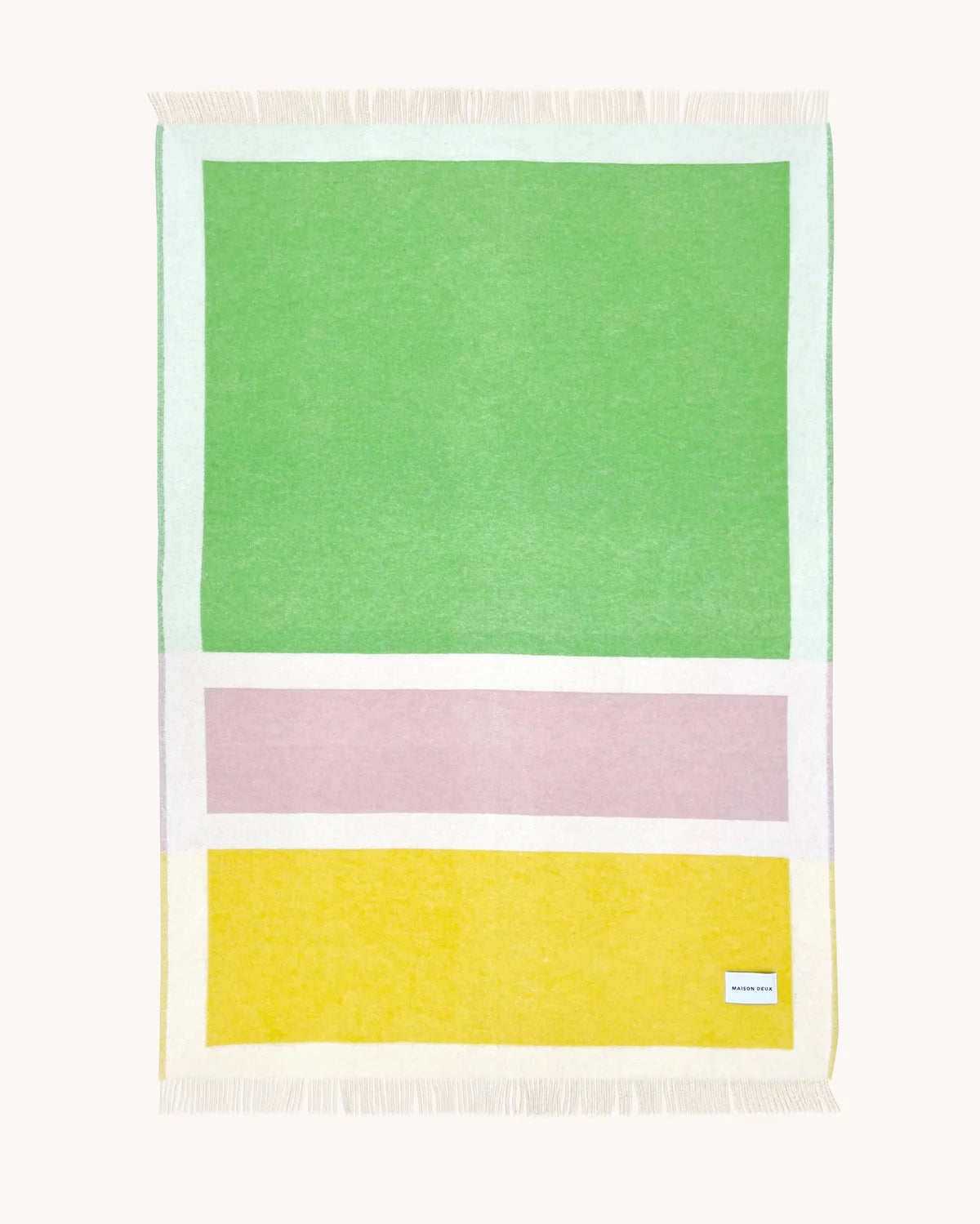 Maison Deux Color Block No. 2 Wool Blanket in Yellow/Green & Lilac – main view
