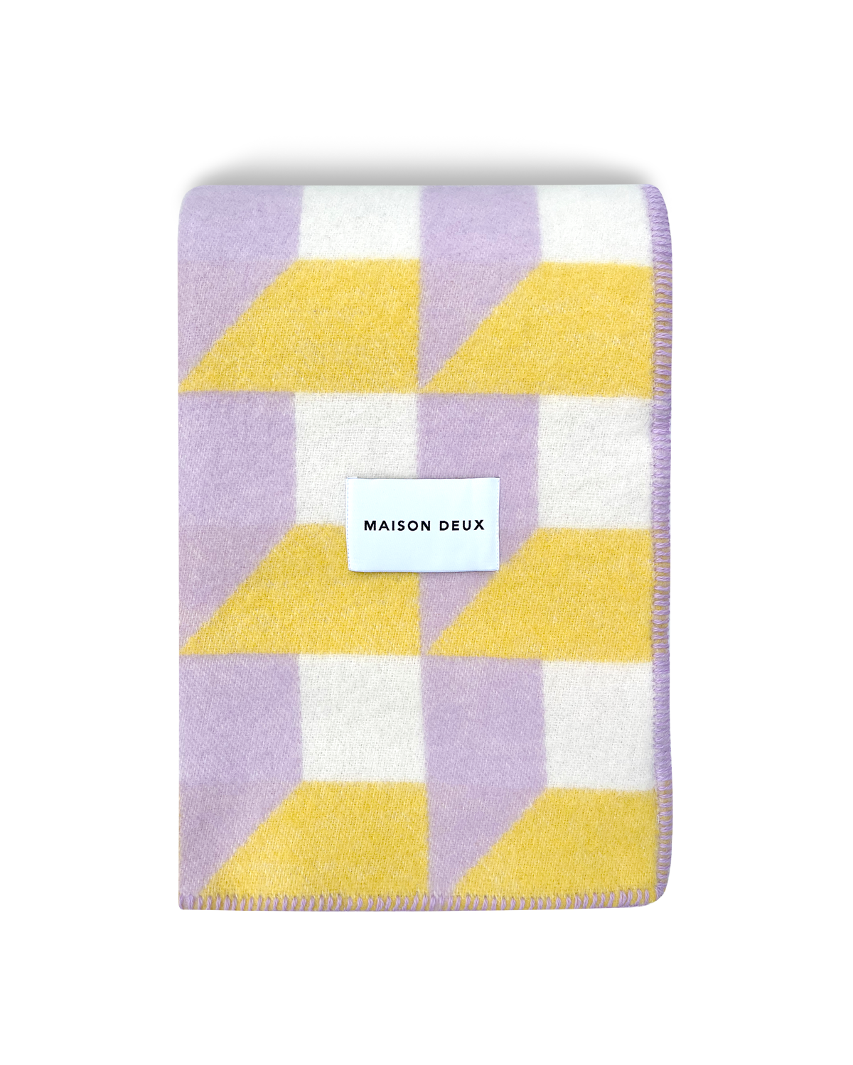 Maison Deux Cubics Wool Blanket in Lilac/Sun – detail 2