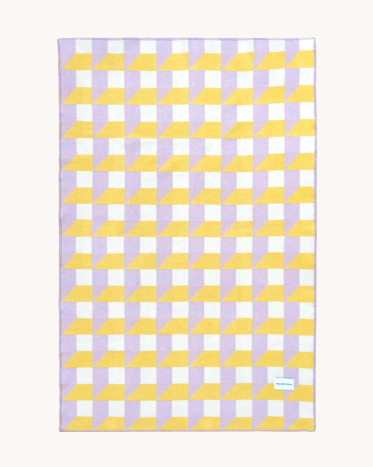 Maison Deux Cubics Wool Blanket in Lilac/Sun – main view