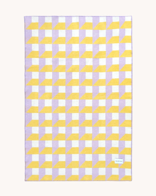 Maison Deux Cubics Wool Blanket in Lilac/Sun – main view