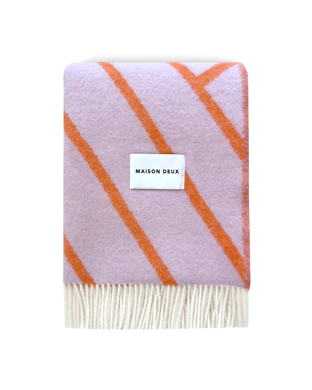 Maison Deux Lines Wool Blanket in Lilac/Orange – detail 2