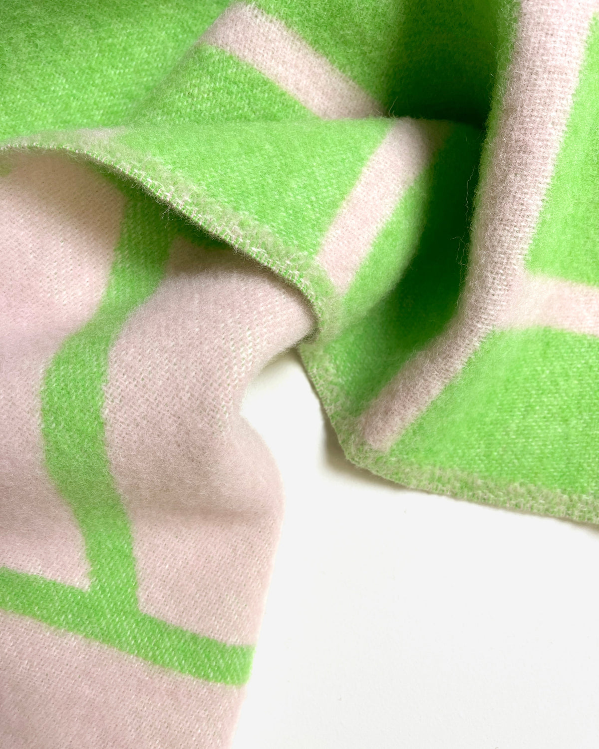 Maison Deux Lines Wool Blanket in Pink/Apple – main view
