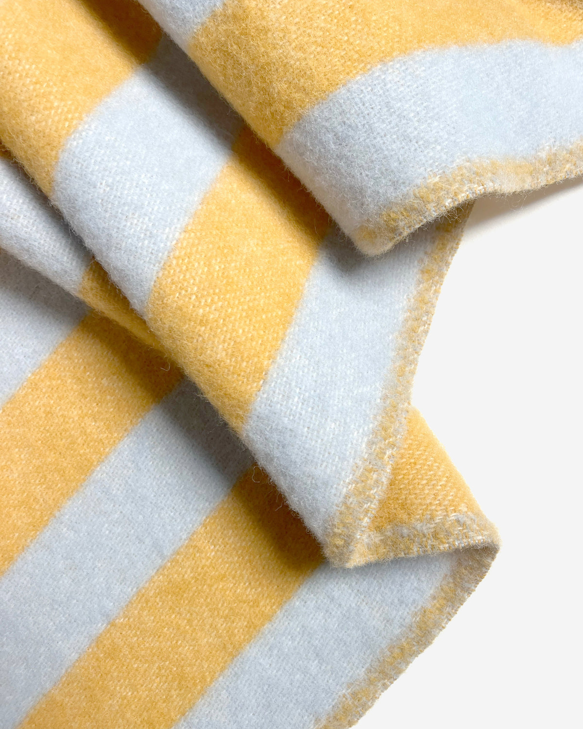 Maison Deux Candy Wrap Wool Blanket in Ice Blue/Honey – detail 3