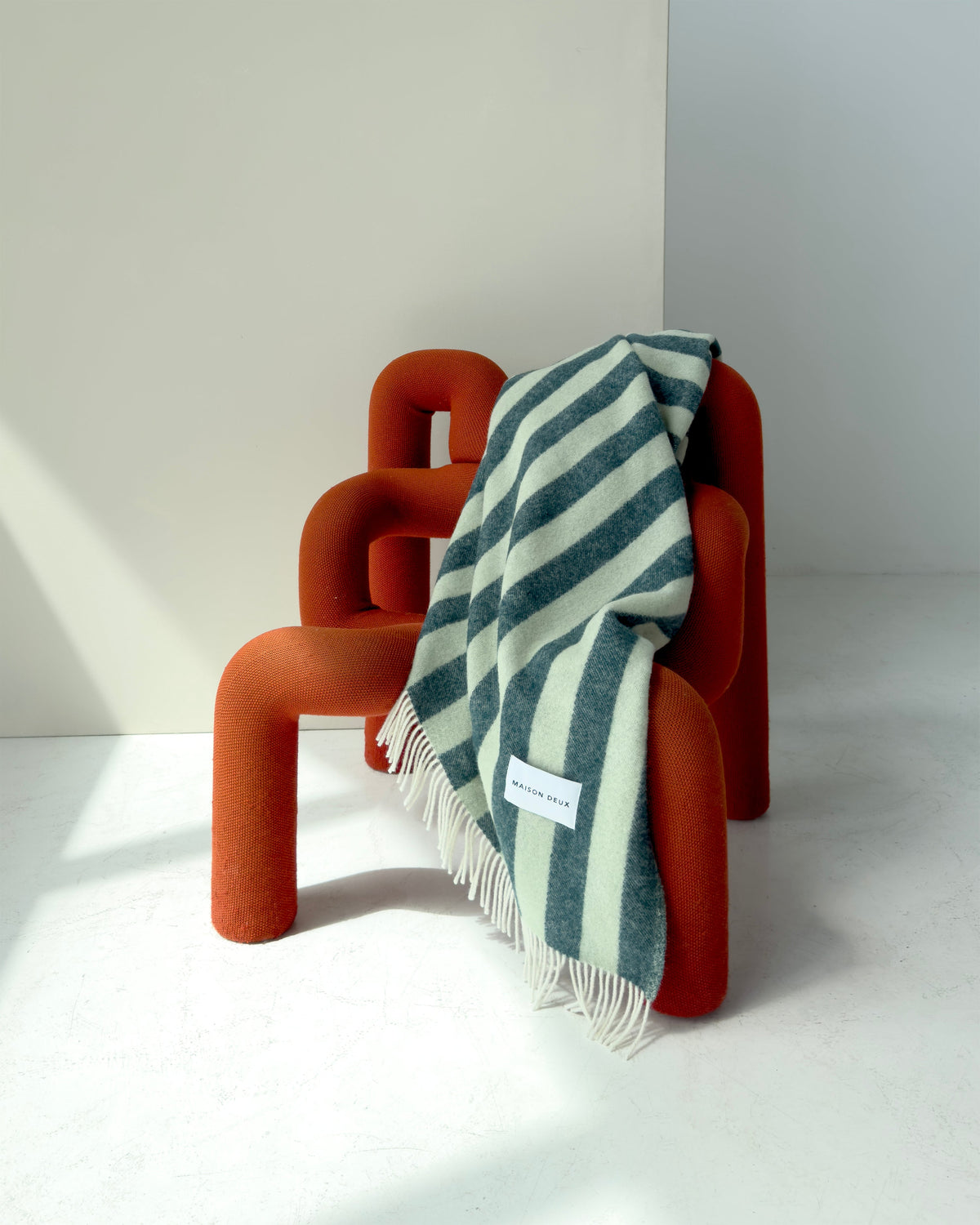 Maison Deux Candy Wrap Wool Blanket in Green/Sage – detail 5
