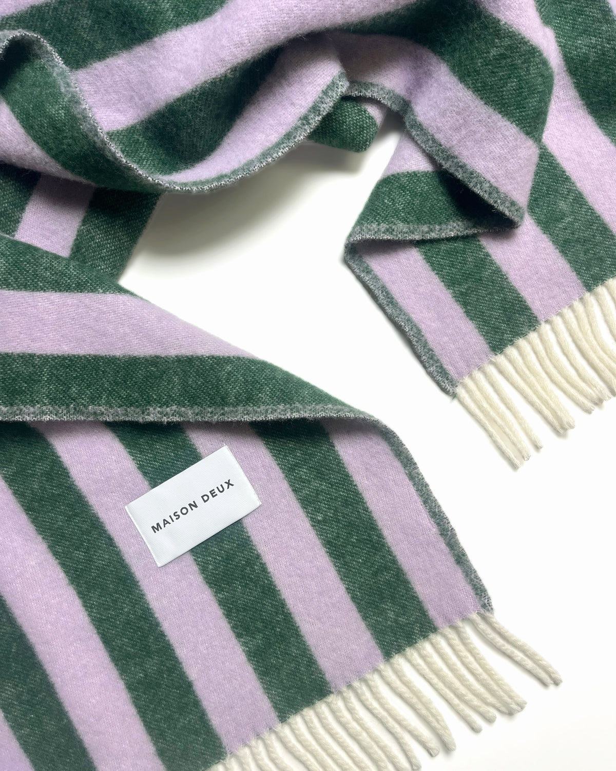 Maison Deux Candy Wrap Wool Blanket in Lilac/Green – detail 3
