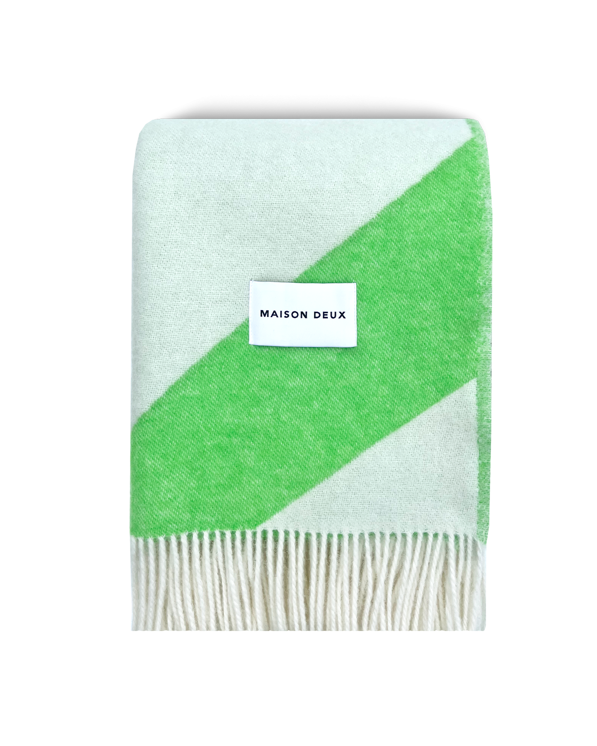 Maison Deux Swirl Wool Blanket in White/Apple – detail 2