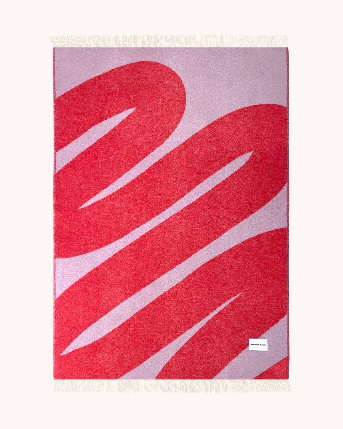 Maison Deux Swirl Wool Blanket in Lilac/Scarlet – detail 5