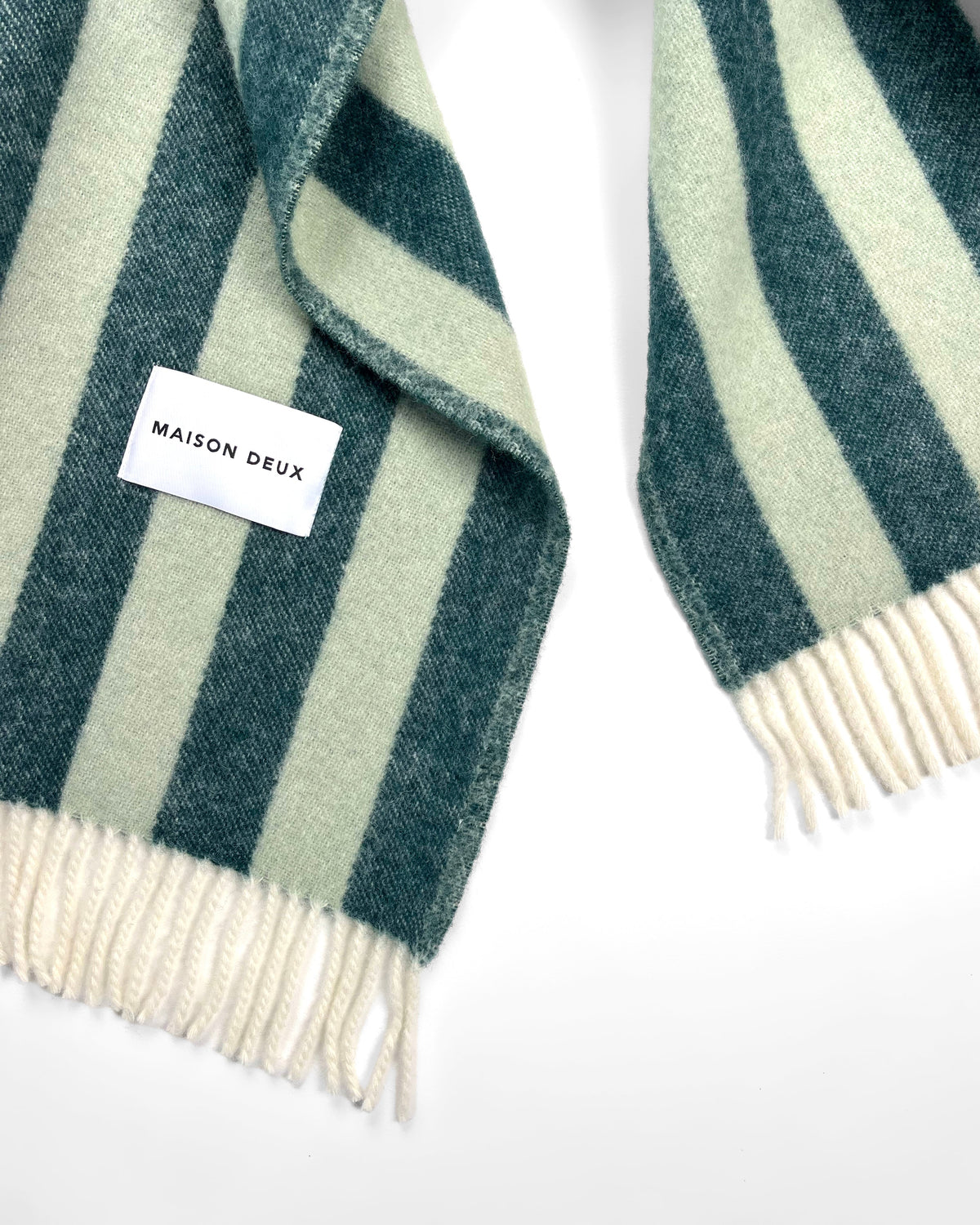 Maison Deux Candy Wrap Wool Blanket in Green/Sage – detail 4