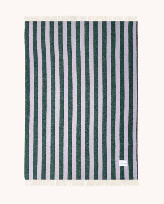 Maison Deux Candy Wrap Wool Blanket in Lilac/Green – main view