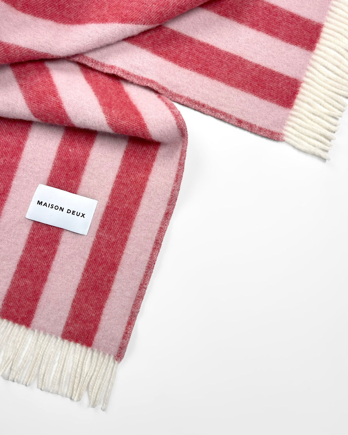 Maison Deux Candy Wrap Wool Blanket in Pink/Cherry – detail 3