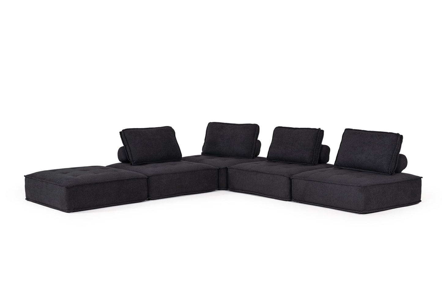 Divani Casa Nolden Modern Black Fabric Modular Sectional Sofa