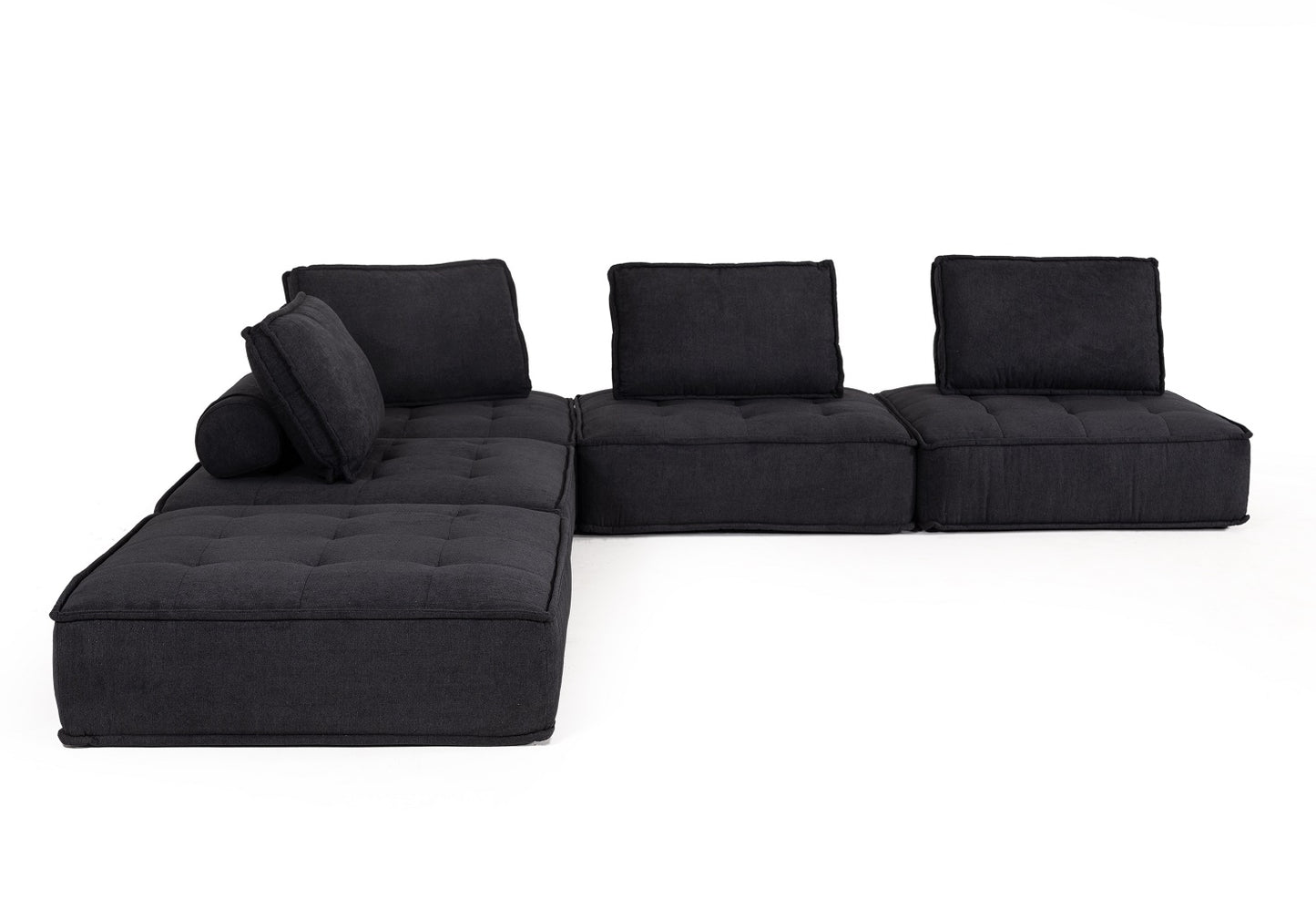 Divani Casa Nolden Modern Black Fabric Modular Sectional Sofa