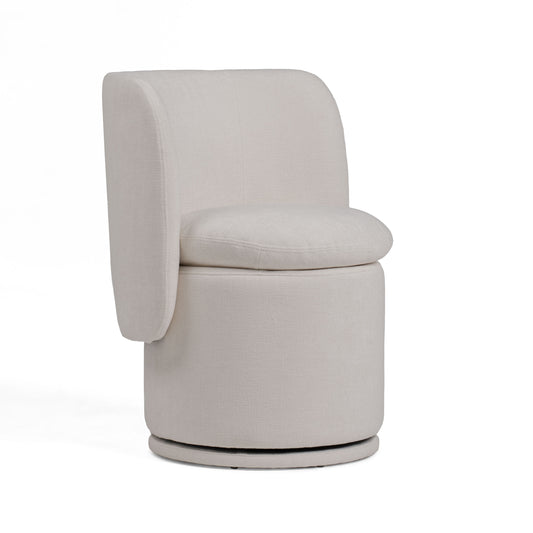 Divani Casa Norris Modern Ivory Fabric Swivel Dining Chair