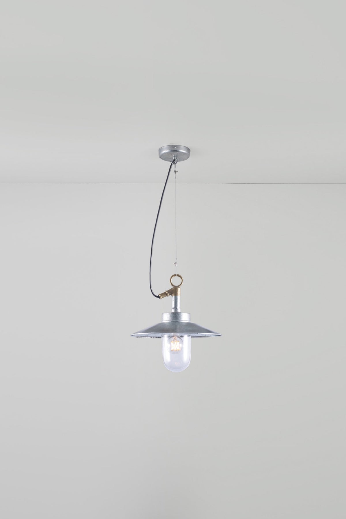 Well Glass Pendant with Visor by Original BTC, Galvanised Clear (photo 4)