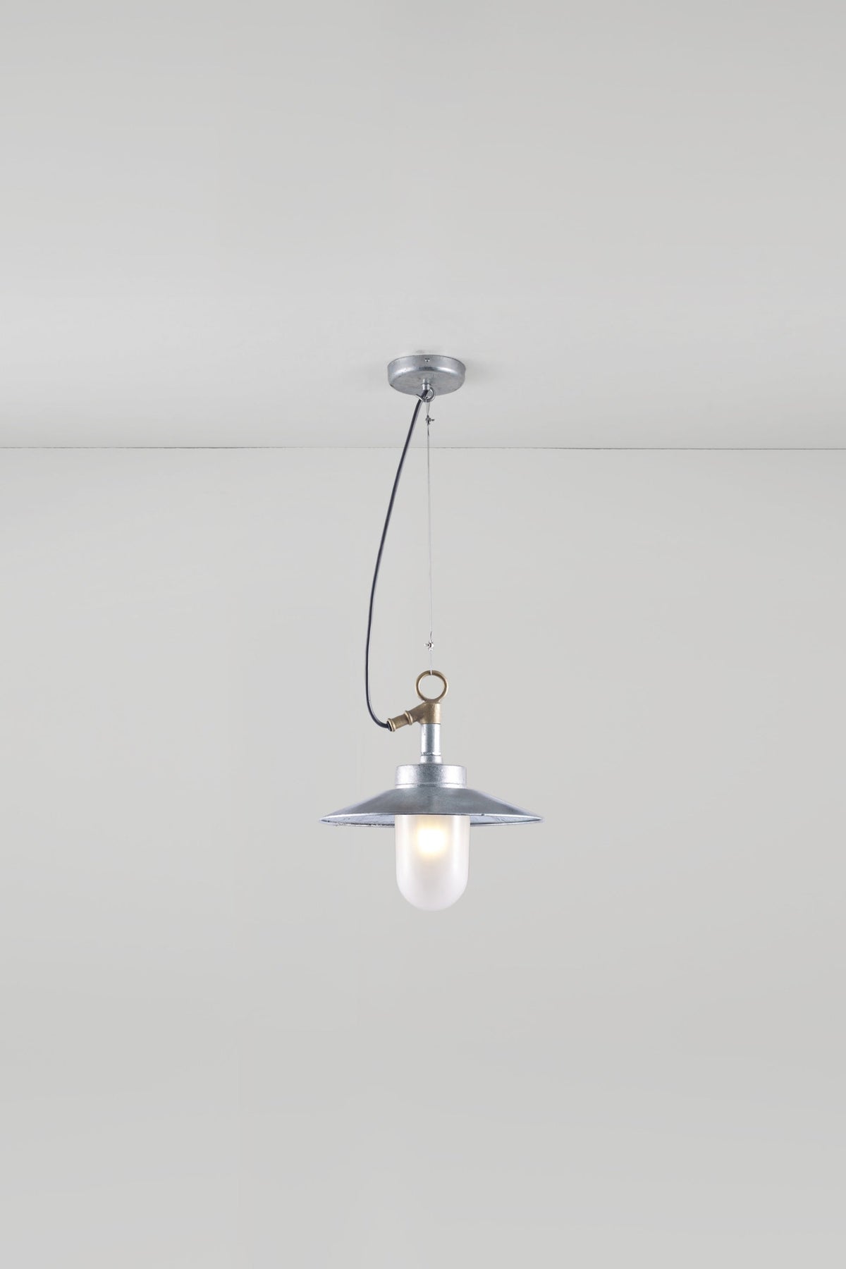 Well Glass Pendant with Visor by Original BTC, Galvanised Frosted (photo 5)