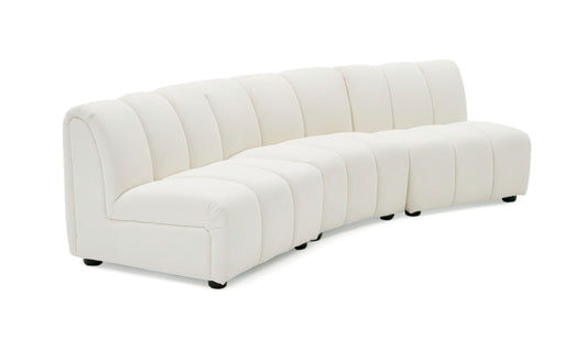 Divani Casa Olandi Modern White Fabric Curved Sectional Sofa