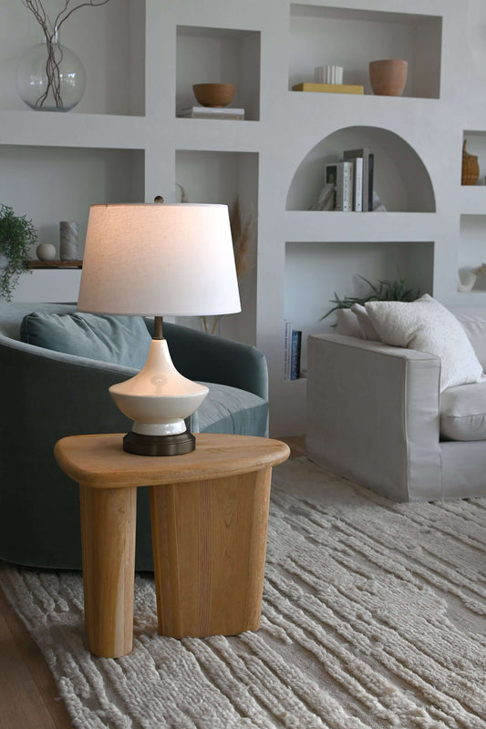 Modern Lantern Oliver cordless lamp in Ivory on Black