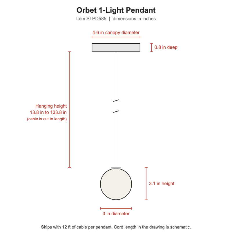Visual Comfort Orbet 1-Light Pendant – view 3