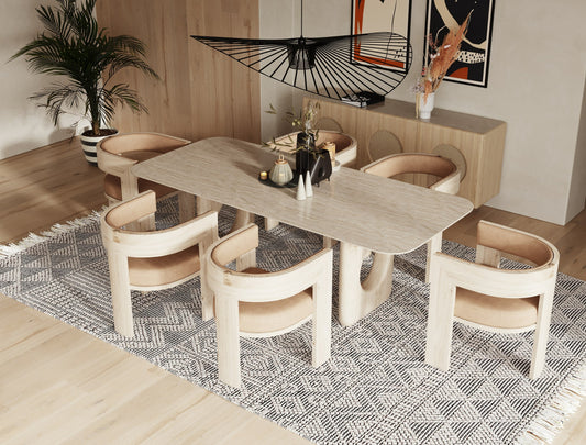 Nova Domus Osaka Modern Faux Marble and Natural Ash Dining Table