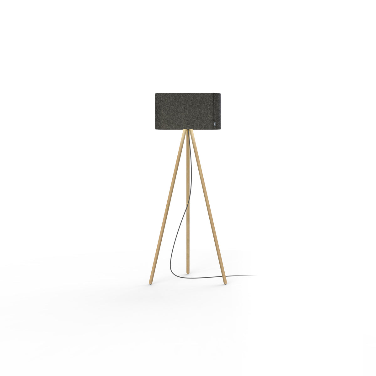 Pablo Belmont Floor Lamp in Charcoal Shade with Oak Base