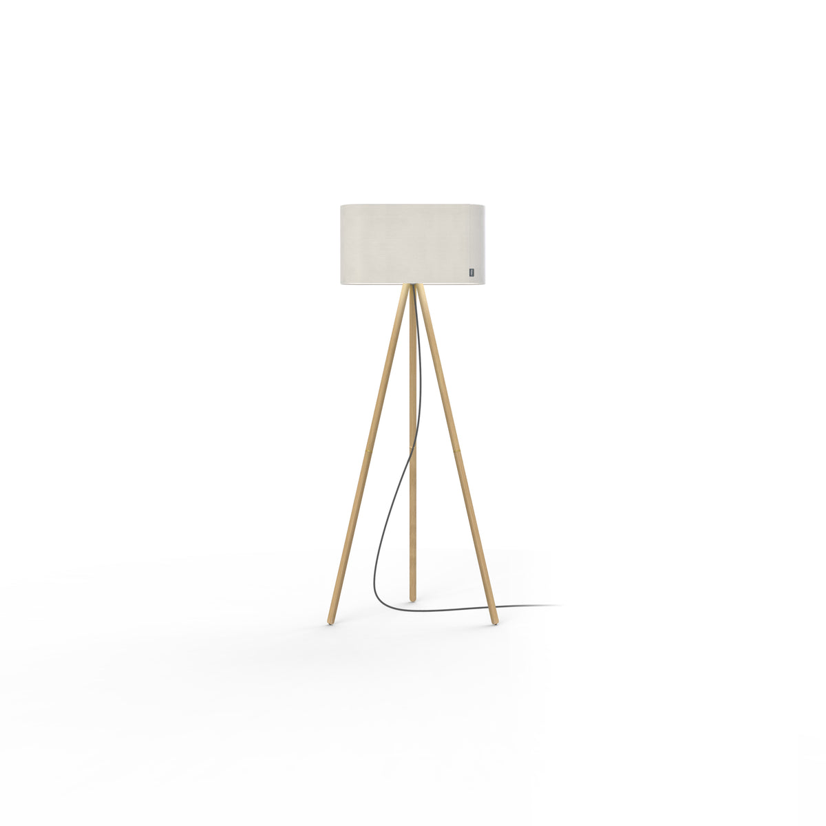 Pablo Belmont Floor Lamp in White Shade with Oak Base