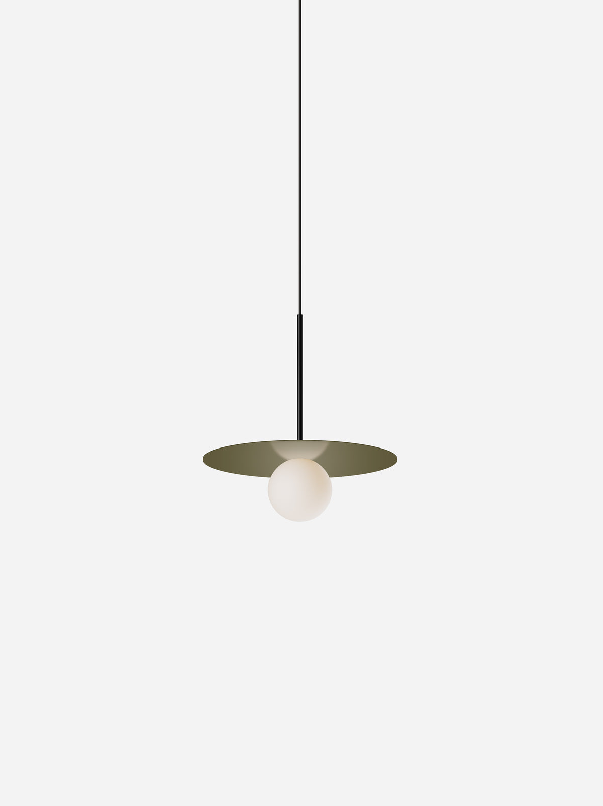 Pablo Bola Disc Colors LED Pendant in 12", Moss, Matte Black