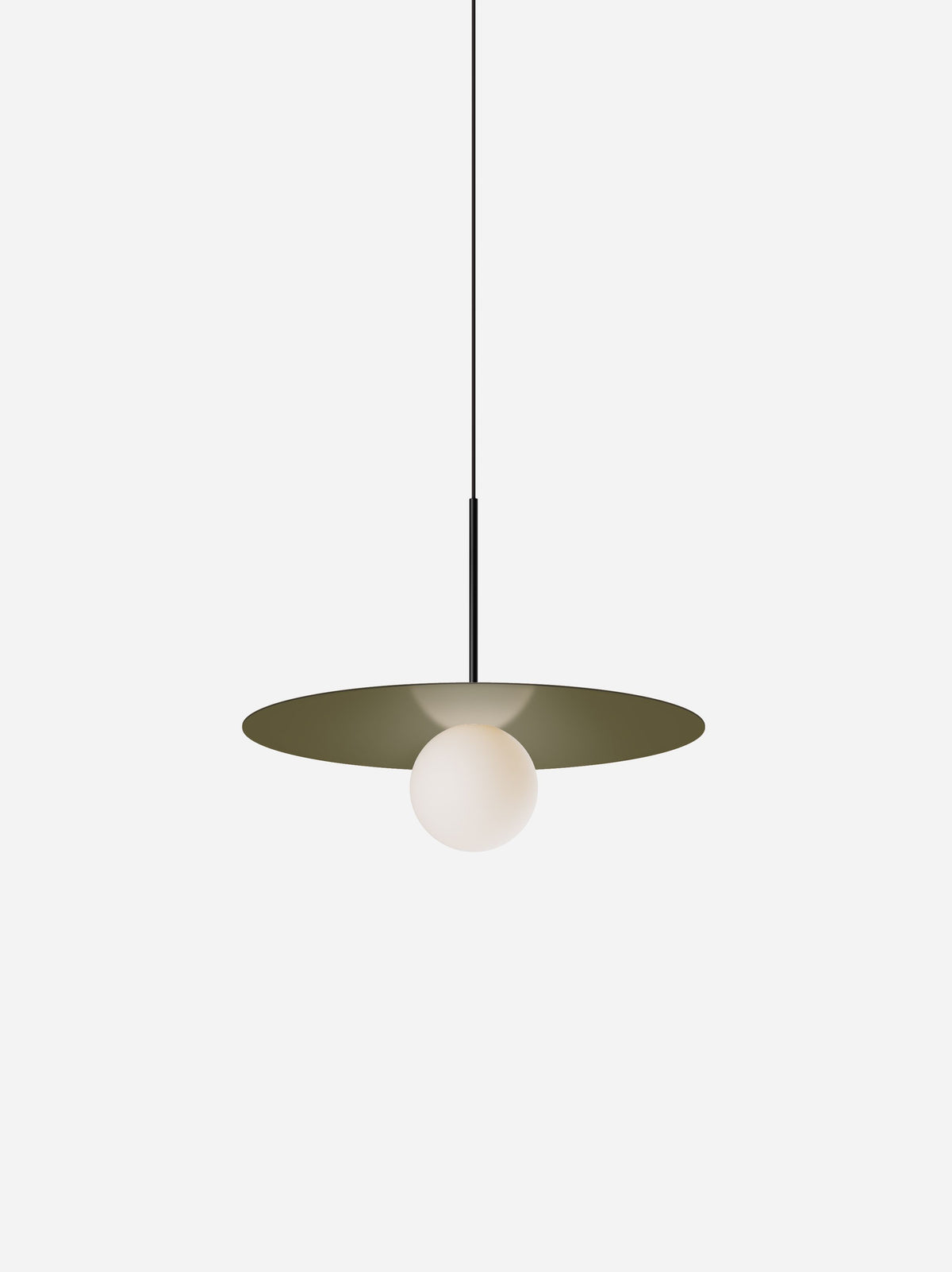 Pablo Bola Disc Colors LED Pendant in 18", Moss, Matte Black