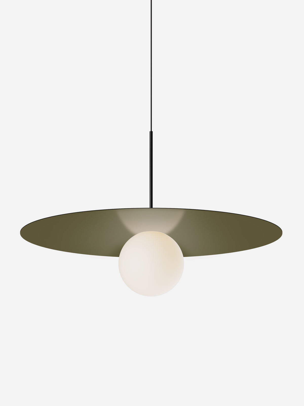 Pablo Bola Disc Colors LED Pendant in 32", Moss, Matte Black