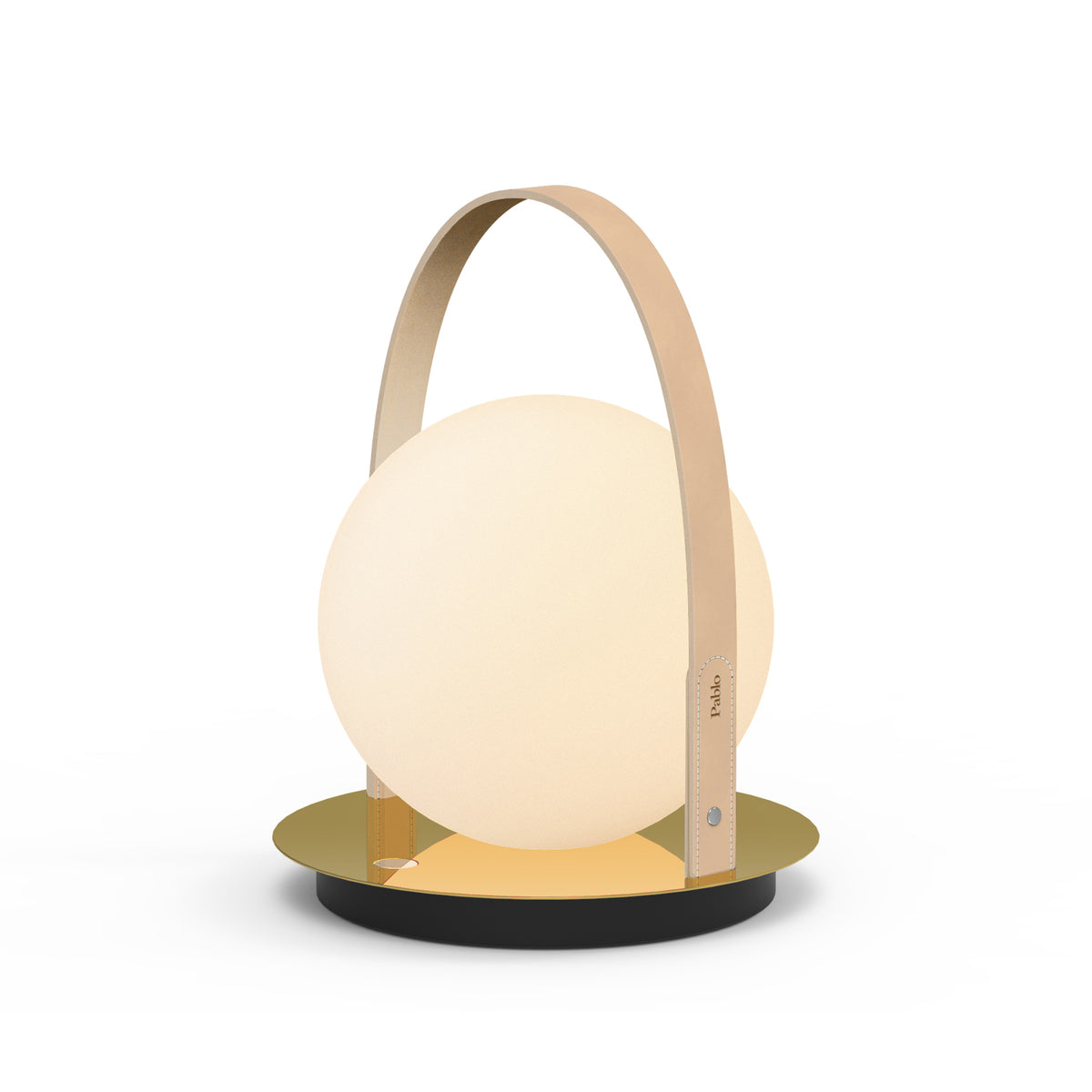 Pablo Bola Lantern in Brass Disc with Tan Strap