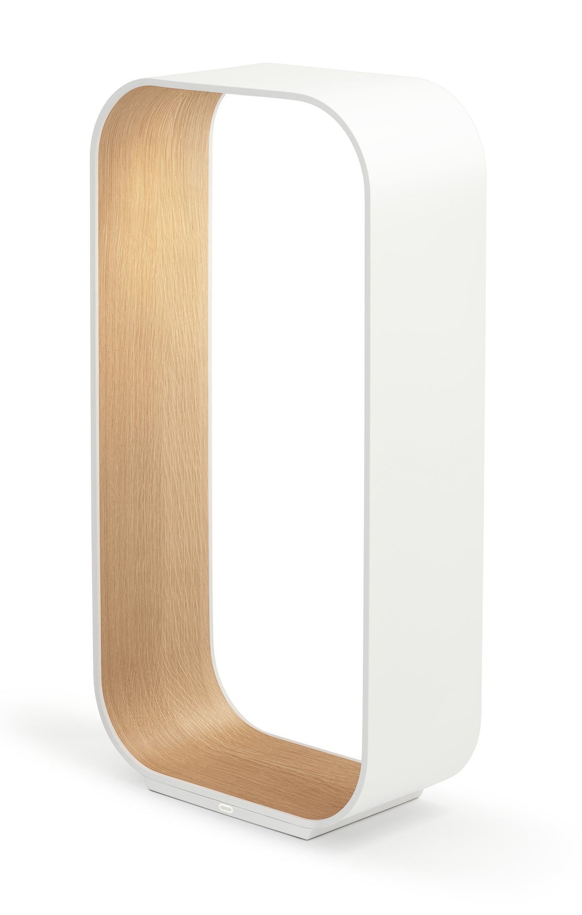 Pablo Contour Large LED Table Lamp in White Exterior, White Oak Interior