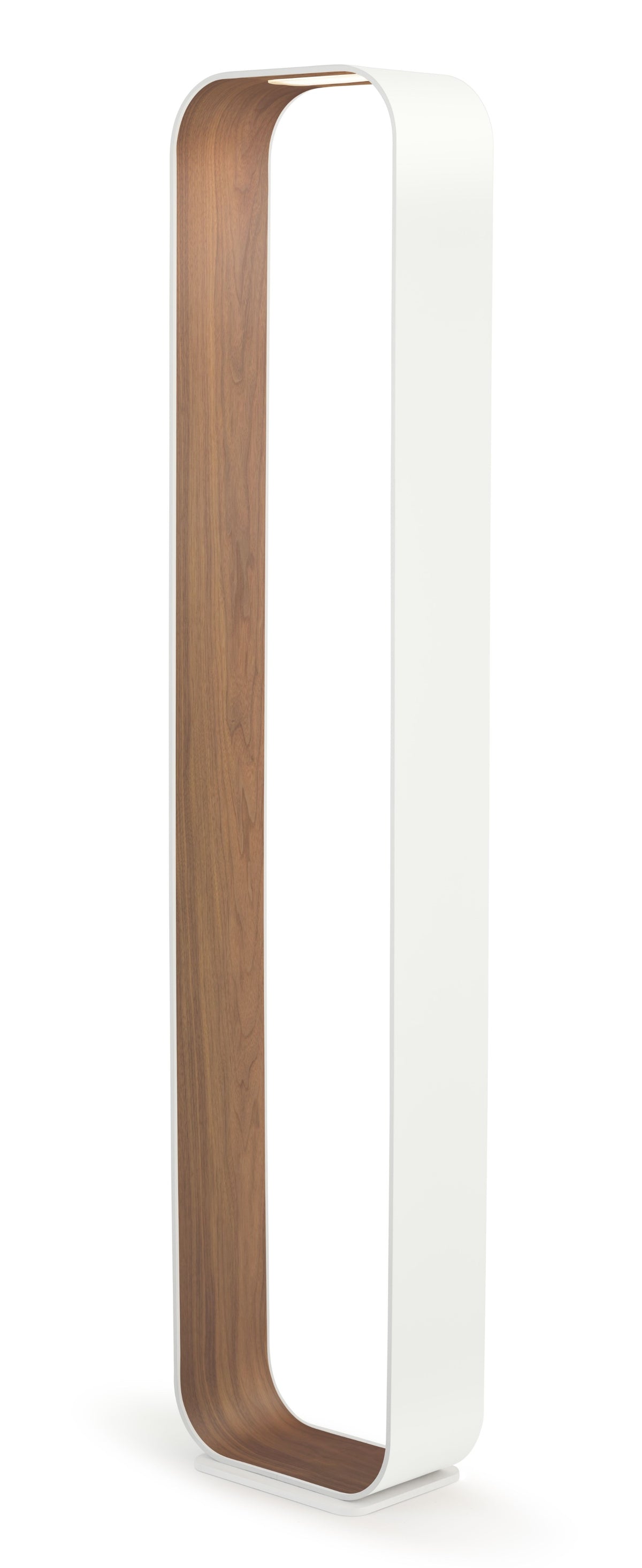 Pablo Contour LED Floor Lamp in White Exterior, Walnut Interior