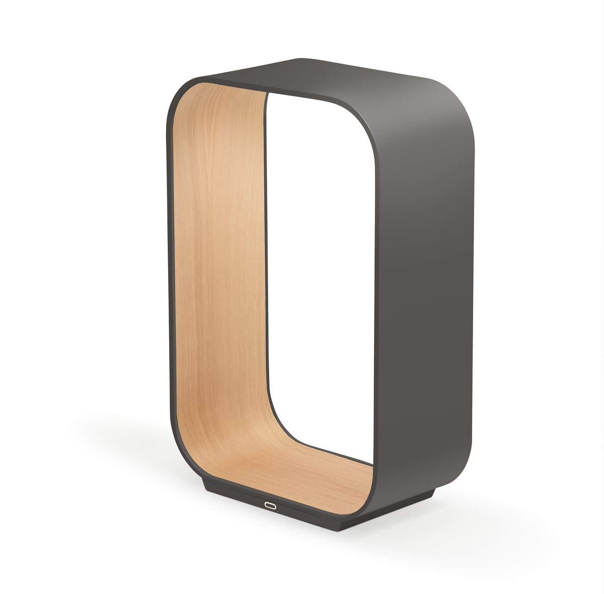 Pablo Contour Small LED Table Lamp in Graphite Exterior, White Oak Interior