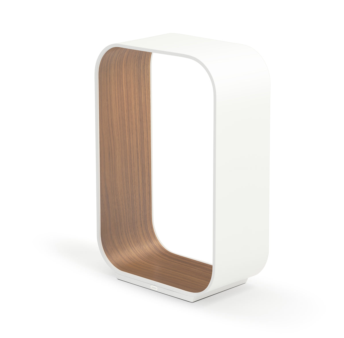 Pablo Contour Small LED Table Lamp in White Exterior, Walnut Interior