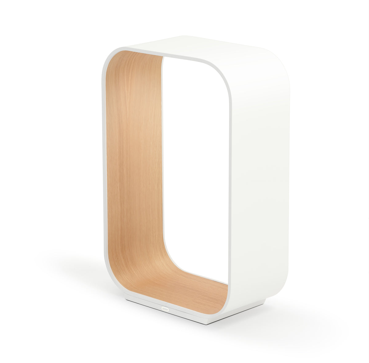 Pablo Contour Small LED Table Lamp in White Exterior, White Oak Interior