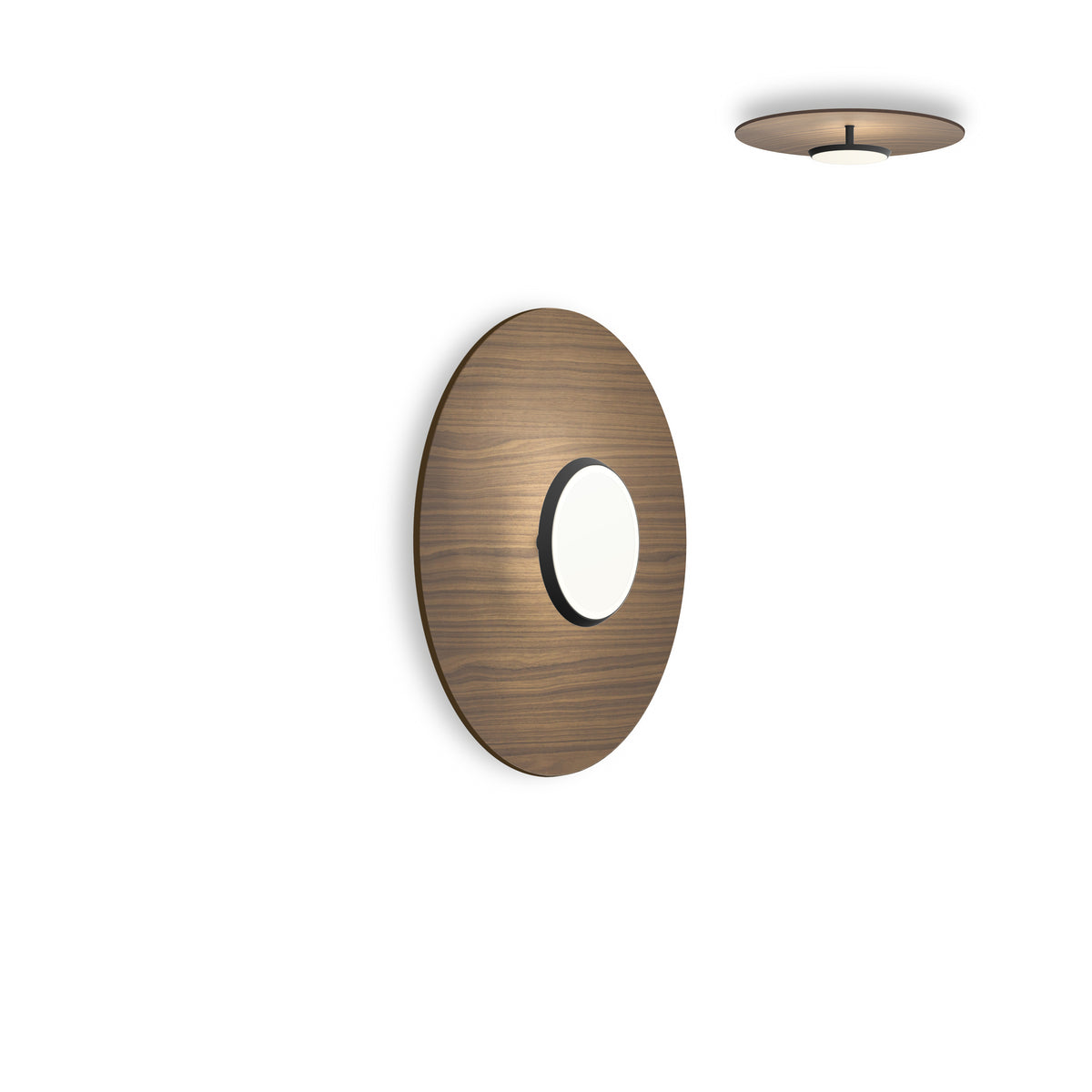 Pablo Sky Dome Flush Wood LED in 18", Matte Black with Walnut
