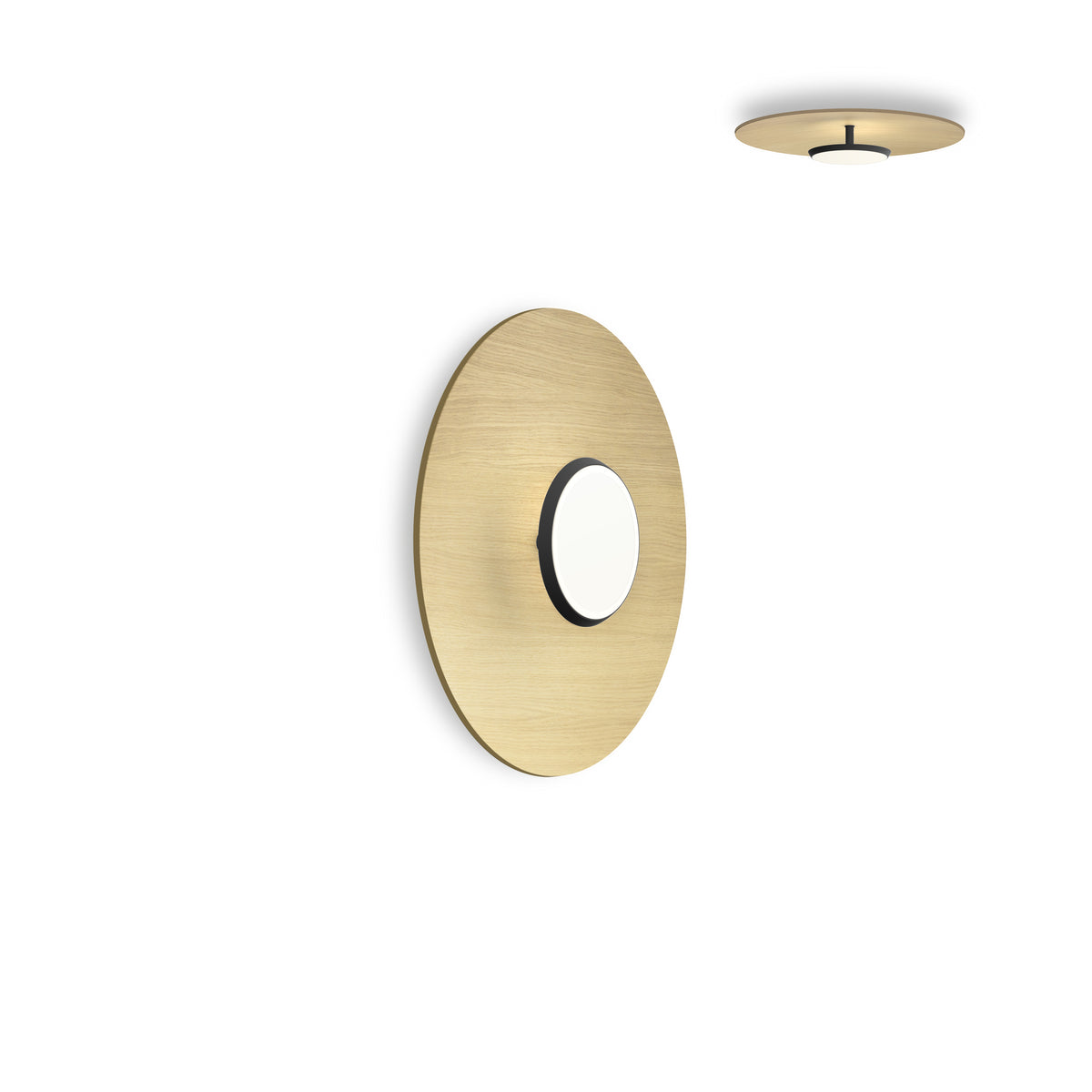 Pablo Sky Dome Flush Wood LED in 18", Matte Black with White Oak