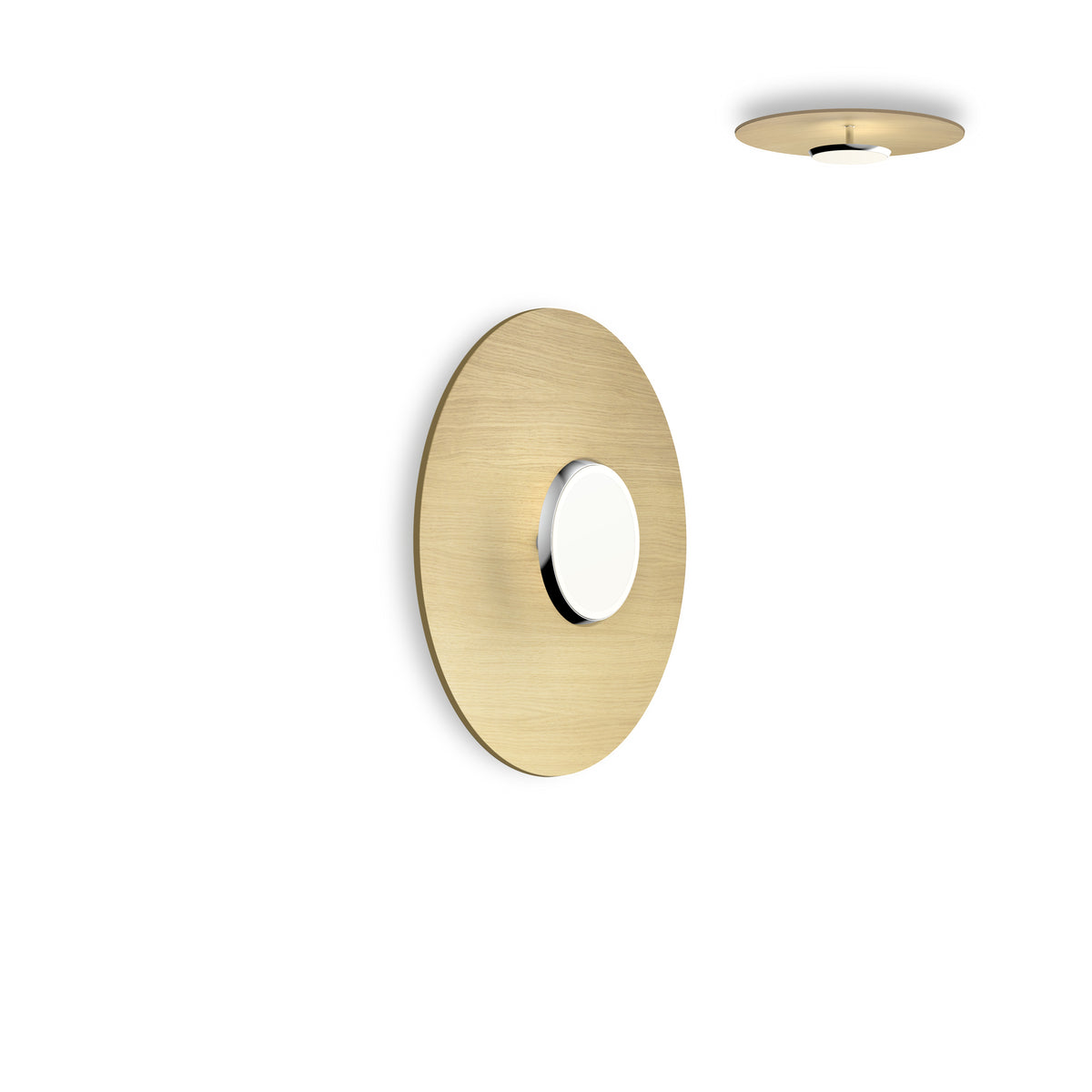 Pablo Sky Dome Flush Wood LED in 18", Polished Aluminum with White Oak