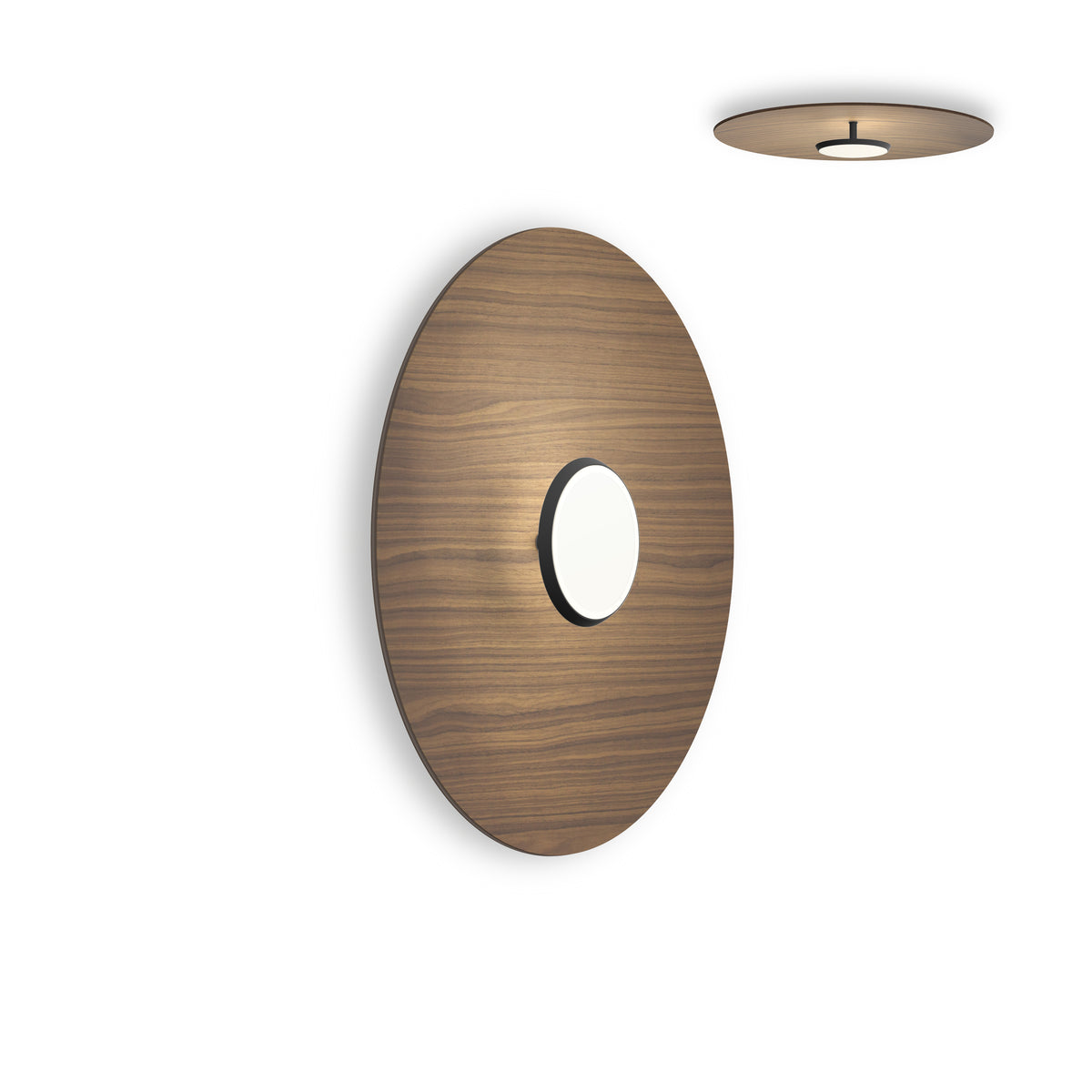 Pablo Sky Dome Flush Wood LED in 24", Matte Black with Walnut