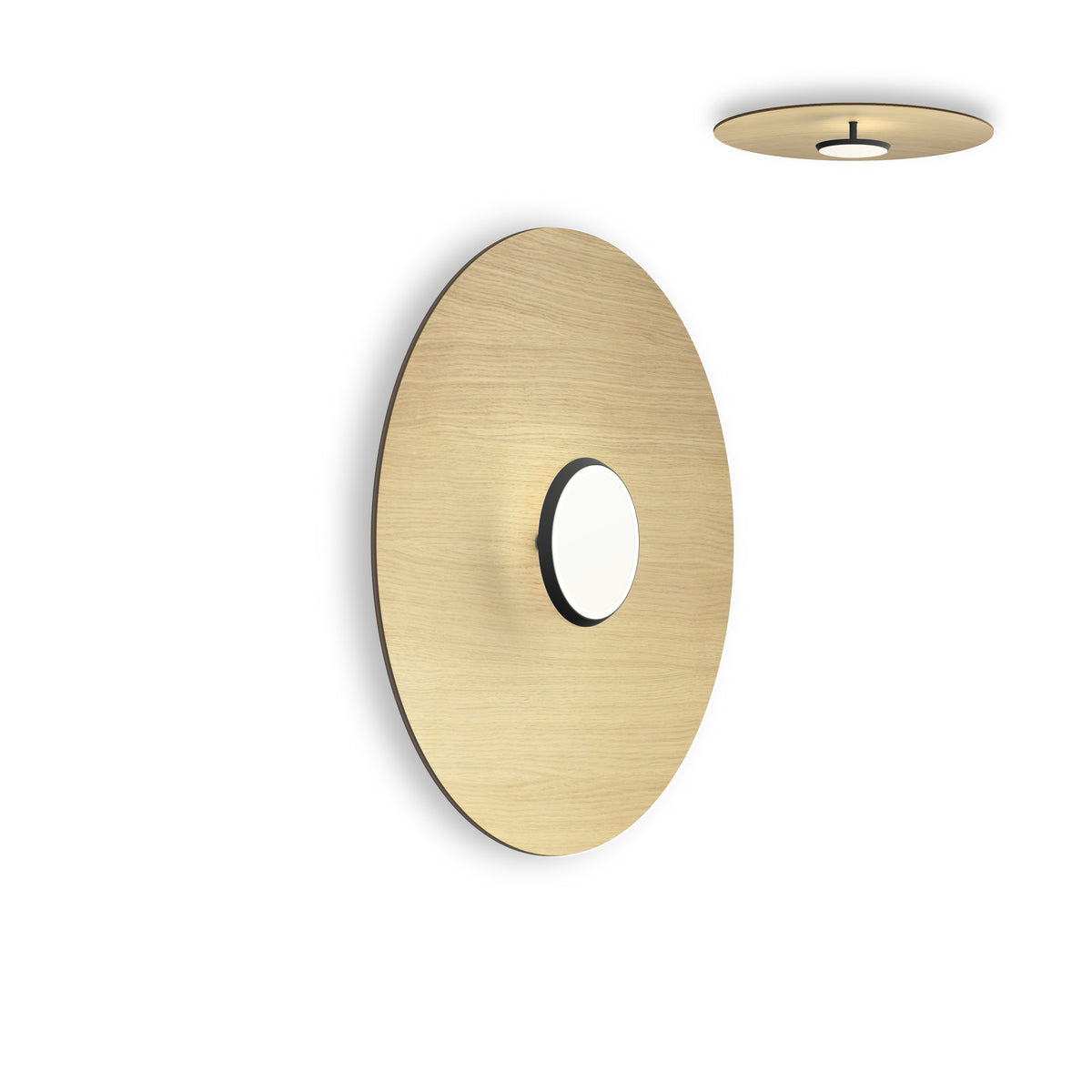 Pablo Sky Dome Flush Wood LED in 24", Matte Black with White Oak