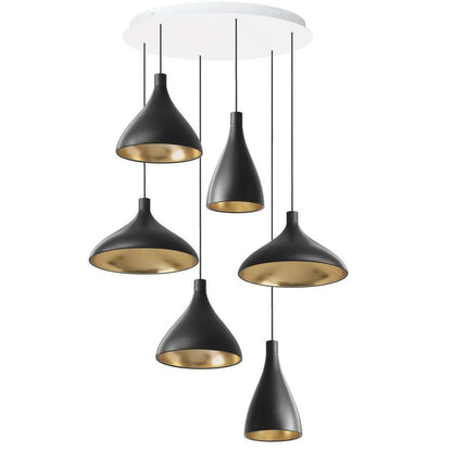 Pablo Designs Swell 6 Light Chandelier White / Brass