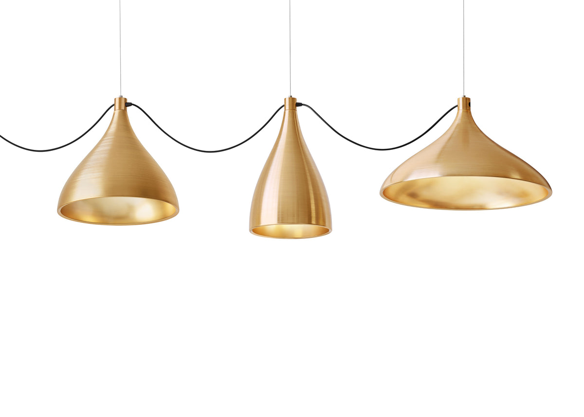 Pablo Swell XL String 3 Mixed LED Pendant in Brass, Brass