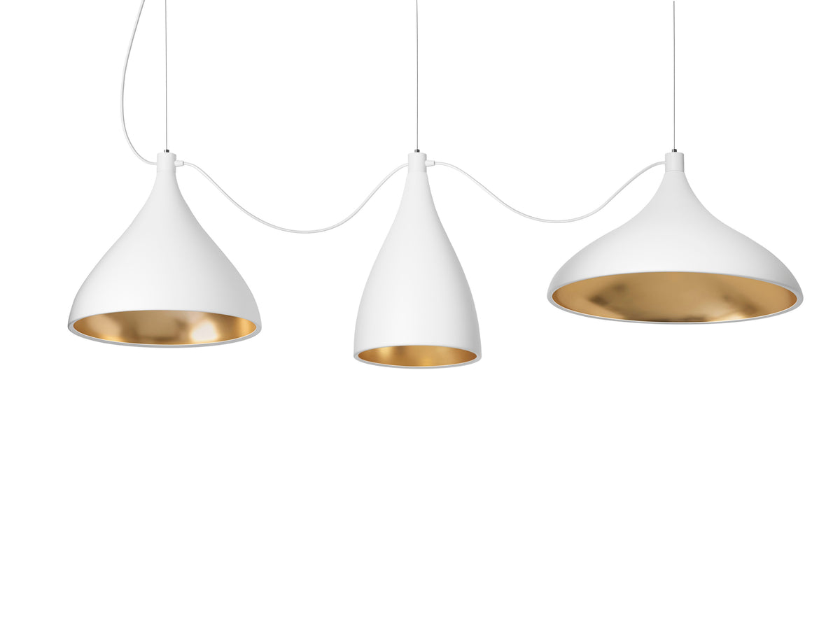 Pablo Swell XL String 3 Mixed LED Pendant in White, Brass