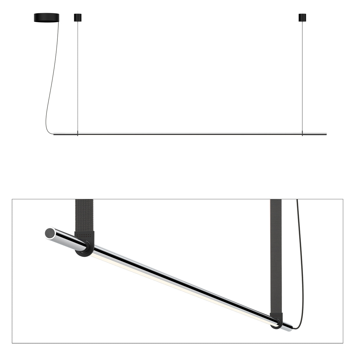 Pablo T.O LED Pendant in Chrome, Graphite