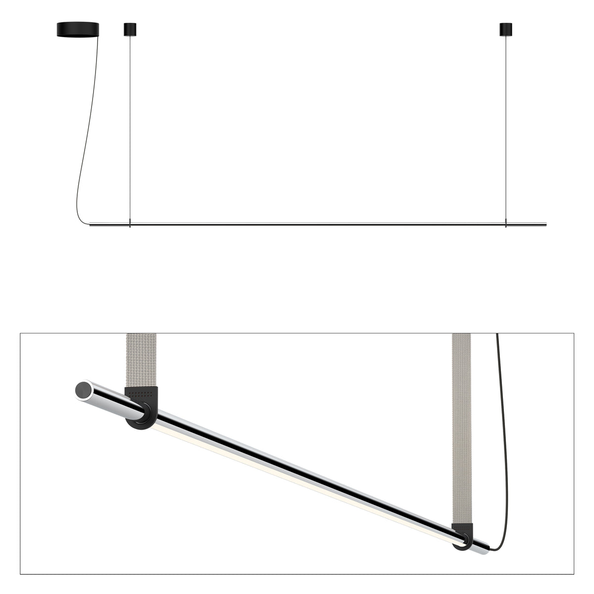 Pablo T.O LED Pendant in Chrome, Light Grey