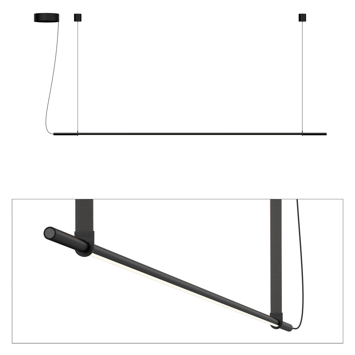 Pablo T.O LED Pendant in Matte Black, Graphite