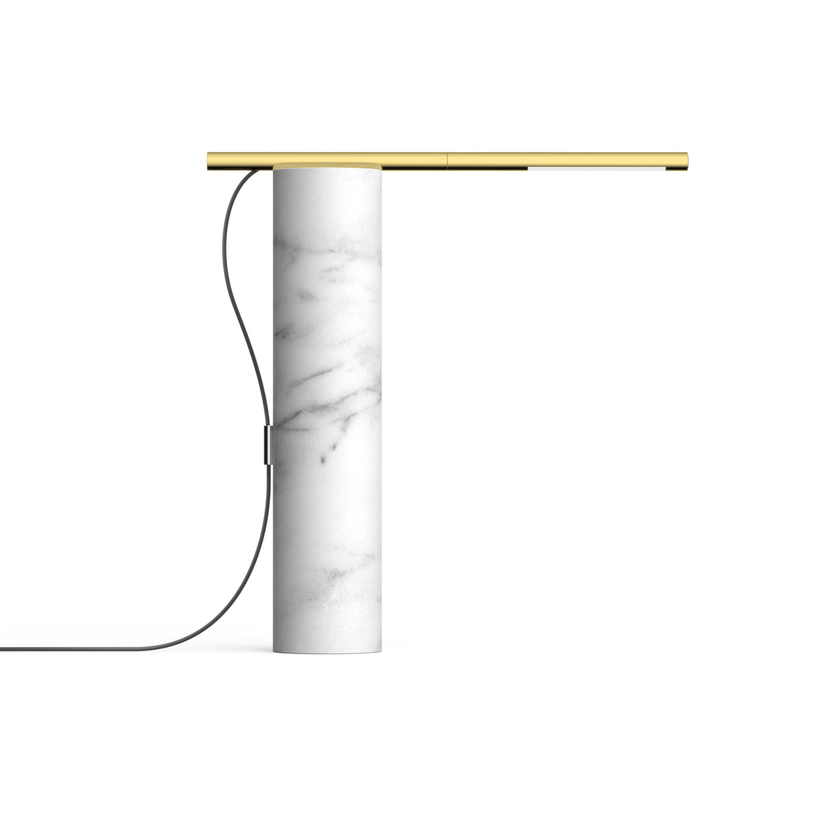 Pablo T.O Marble LED Table Lamp in Carrara White, Brass