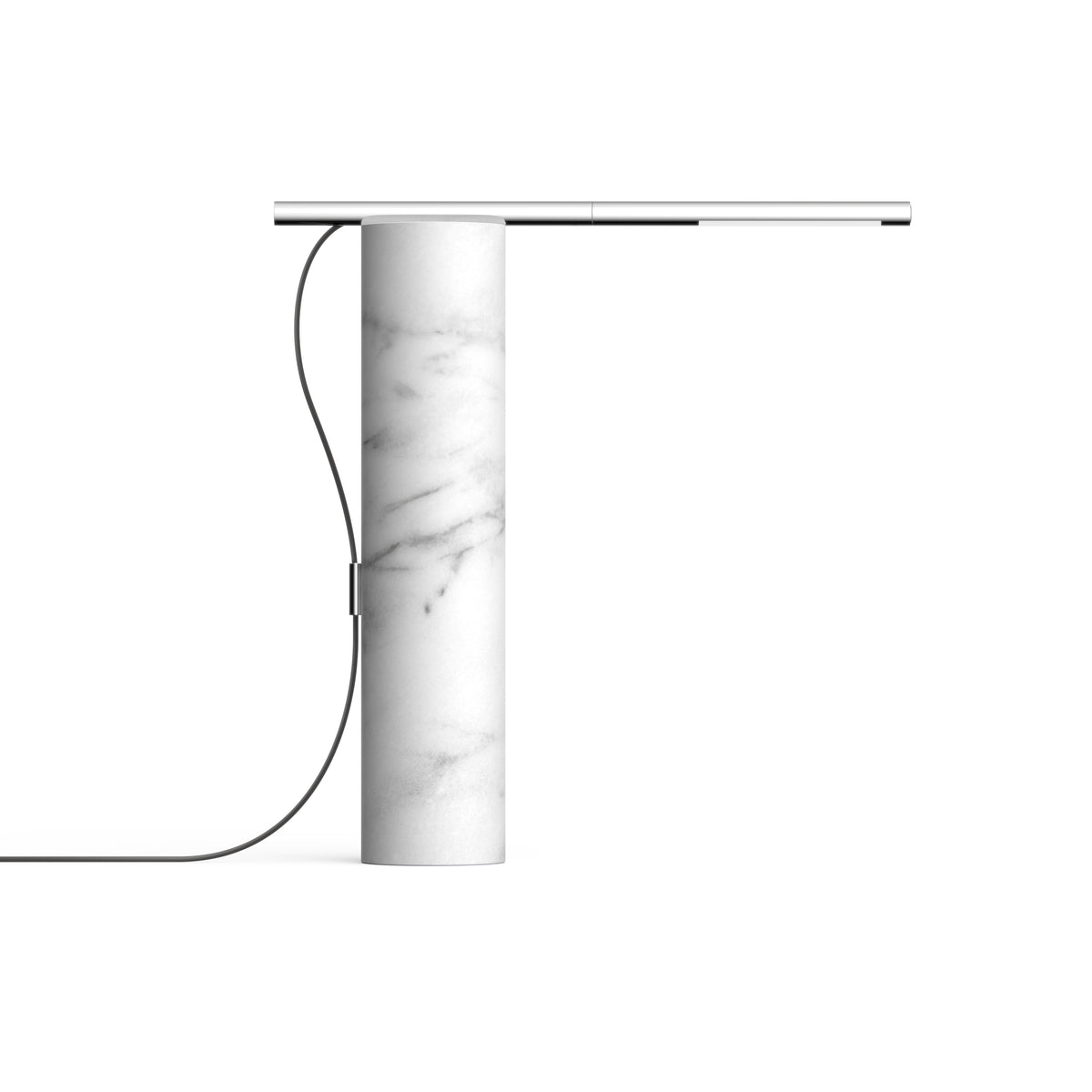 Pablo T.O Marble LED Table Lamp in Carrara White, Chrome