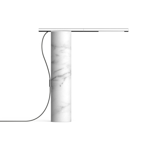 Pablo T.O Marble LED Table Lamp in Carrara White, Chrome