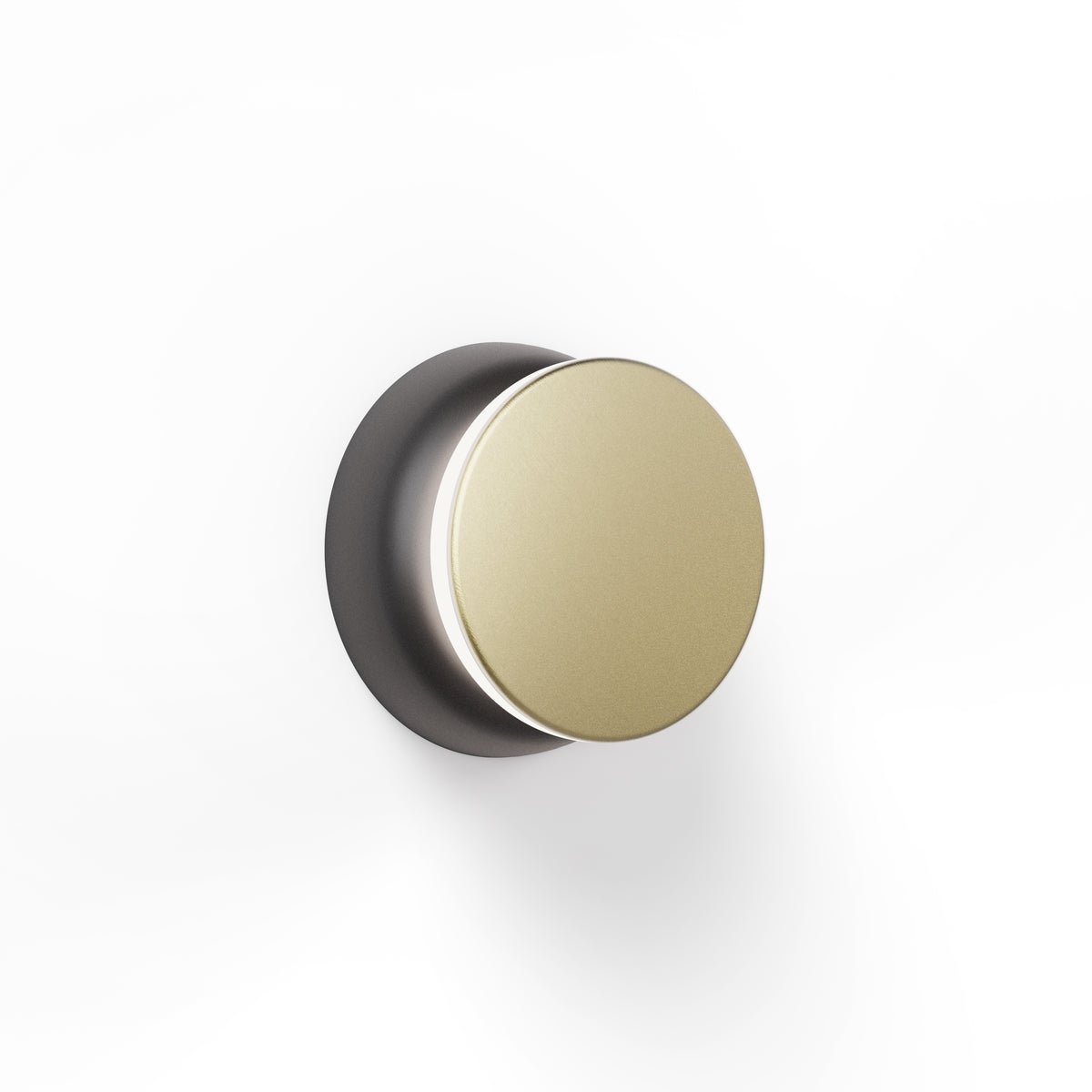 Pablo Totem Puck LED Wall/Ceiling Light in Black Canopy, Brass Face Plate