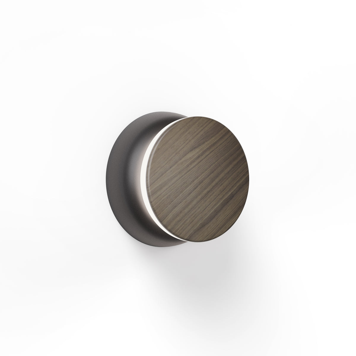 Pablo Totem Puck LED Wall/Ceiling Light in Black Canopy, Walnut Face Plate